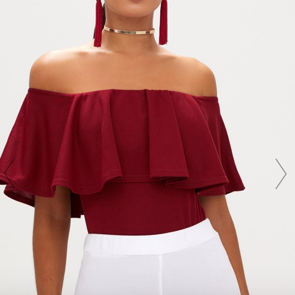 bardot frill bodysuit